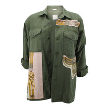 Load image into Gallery viewer, Vintage Army Jacket Reclaimed With Silk "Jumping" Scarf