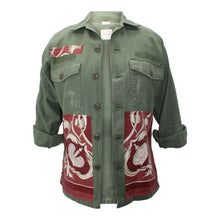 Load image into Gallery viewer, Vintage Army Jacket Reclaimed With Silk "Couronnes" Scarf