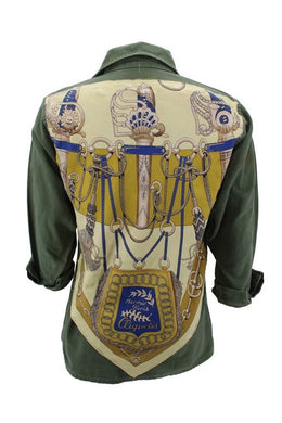 Vintage Military Jacket Reclaimed With Silk Scarf sz Medium