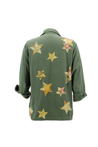 Vintage Military Jacket Reclaimed With Silk Scarf Stars sz Large