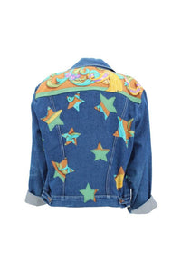 Vintage Denim Jacket Reclaimed With Silk Scarf sz Extra Large