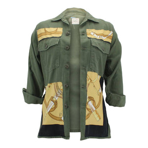 Vintage Military Jacket Reclaimed With Silk Scarf sz Small