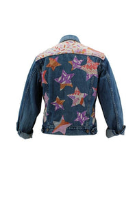 Vintage Denim Jacket Reclaimed With Silk Scarf sz Extra Small