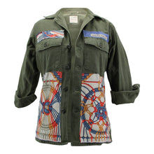 Load image into Gallery viewer, Vintage Military Jacket Reclaimed With Silk Scarf sz Small