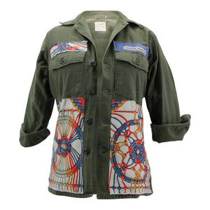 Vintage Military Jacket Reclaimed With Silk Scarf sz Small