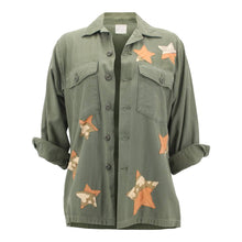 Load image into Gallery viewer, Vintage Military Jacket Reclaimed With Silk Scarf Stars sz Large