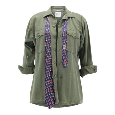 Vintage Military Jacket Reclaimed With Silk Tie sz Extra Large