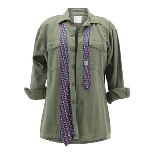 Vintage Military Jacket Reclaimed With Silk Tie sz Extra Large