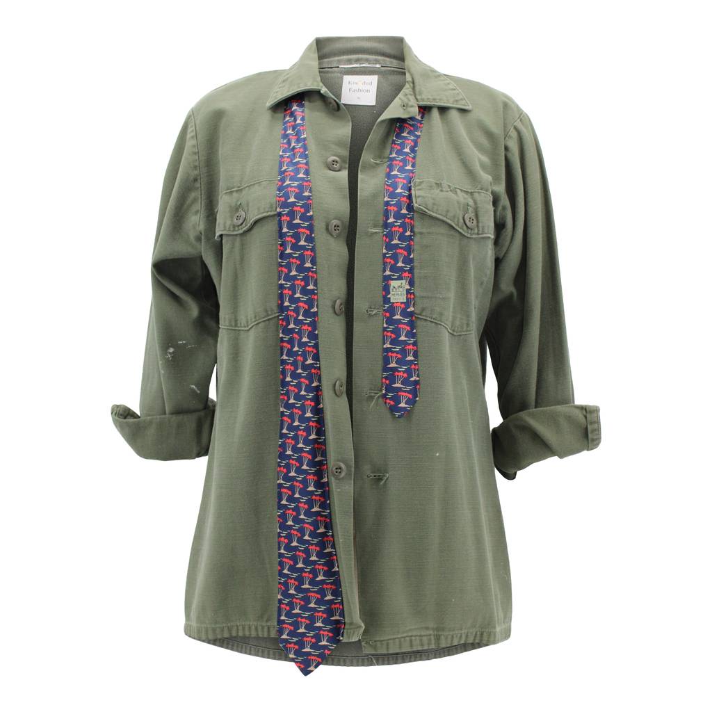 Vintage Military Jacket Reclaimed With Silk Tie sz Extra Large