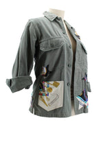 Load image into Gallery viewer, Vintage Military Jacket Reclaimed With Silk Scarf Stars sz Small