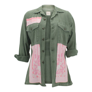 Vintage Military Jacket Reclaimed With Silk Scarf sz Large
