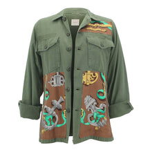 Load image into Gallery viewer, Vintage Military Jacket Reclaimed With Silk Scarf sz Large