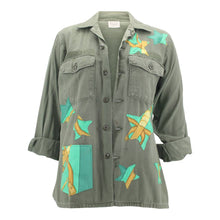 Load image into Gallery viewer, Vintage Military Jacket Reclaimed With Silk Scarf Stars sz Large