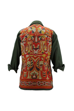 Vintage Military Jacket Reclaimed With Silk Scarf sz Medium