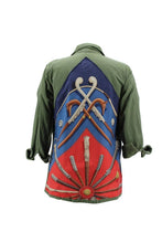 Load image into Gallery viewer, Vintage Military Jacket Reclaimed With Silk Scarf sz Large