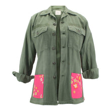 Load image into Gallery viewer, Vintage Military Jacket Reclaimed With Silk Scarf sz Small