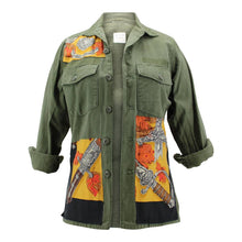 Load image into Gallery viewer, Vintage Military Jacket Reclaimed With Silk Scarf sz Small