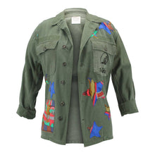 Load image into Gallery viewer, Vintage Military Jacket Reclaimed With Silk Scarf Stars sz Small