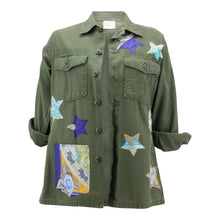 Load image into Gallery viewer, Vintage Military Jacket Reclaimed With Silk Scarf Stars sz Medium