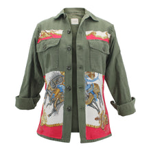 Load image into Gallery viewer, Vintage Military Jacket Reclaimed With Silk Scarf sz Medium