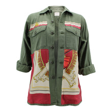 Load image into Gallery viewer, Vintage Military Jacket Reclaimed With Silk Scarf sz Large