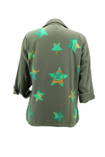 Load image into Gallery viewer, Vintage Military Jacket Reclaimed With Silk Scarf Stars sz Large