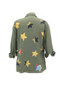 Vintage Military Jacket Reclaimed With Silk Scarf Stars sz Medium