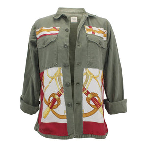 Vintage Military Jacket Reclaimed With Silk Scarf sz Large