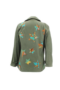 Vintage Military Jacket Reclaimed With Silk Scarf Stars sz Small