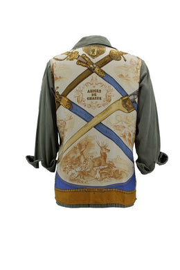 Vintage Military Jacket Reclaimed With Silk Scarf sz Large