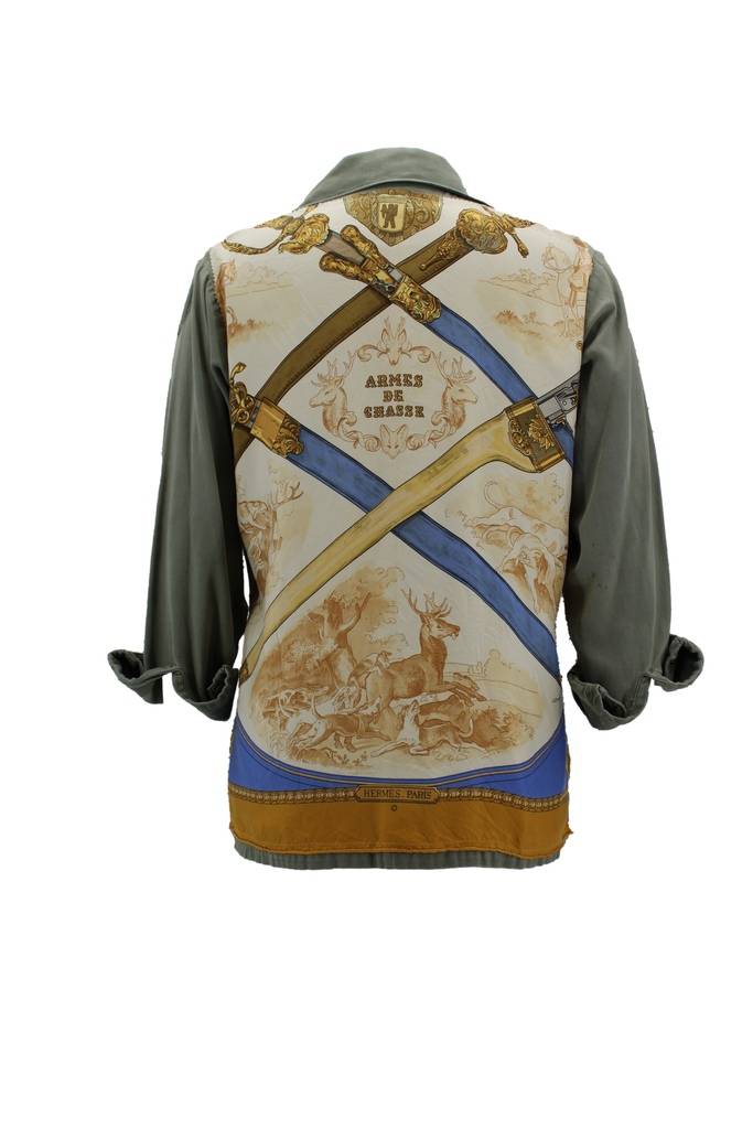 Vintage Military Jacket Reclaimed With Silk Scarf sz Large