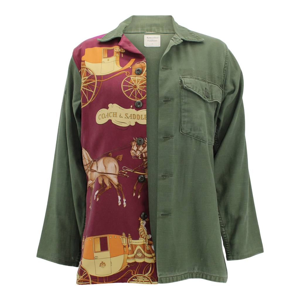 Vintage Military Jacket Reclaimed With Silk Scarf sz Medium