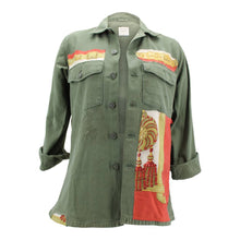 Load image into Gallery viewer, Vintage Military Jacket Reclaimed With Silk Scarf sz Large