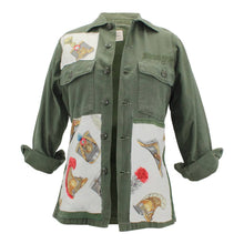 Load image into Gallery viewer, Vintage Military Jacket Reclaimed With Silk Scarf sz Small