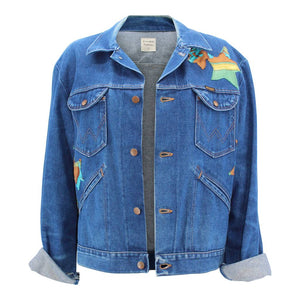 Vintage Denim Jacket Reclaimed With Silk Scarf sz Extra Large