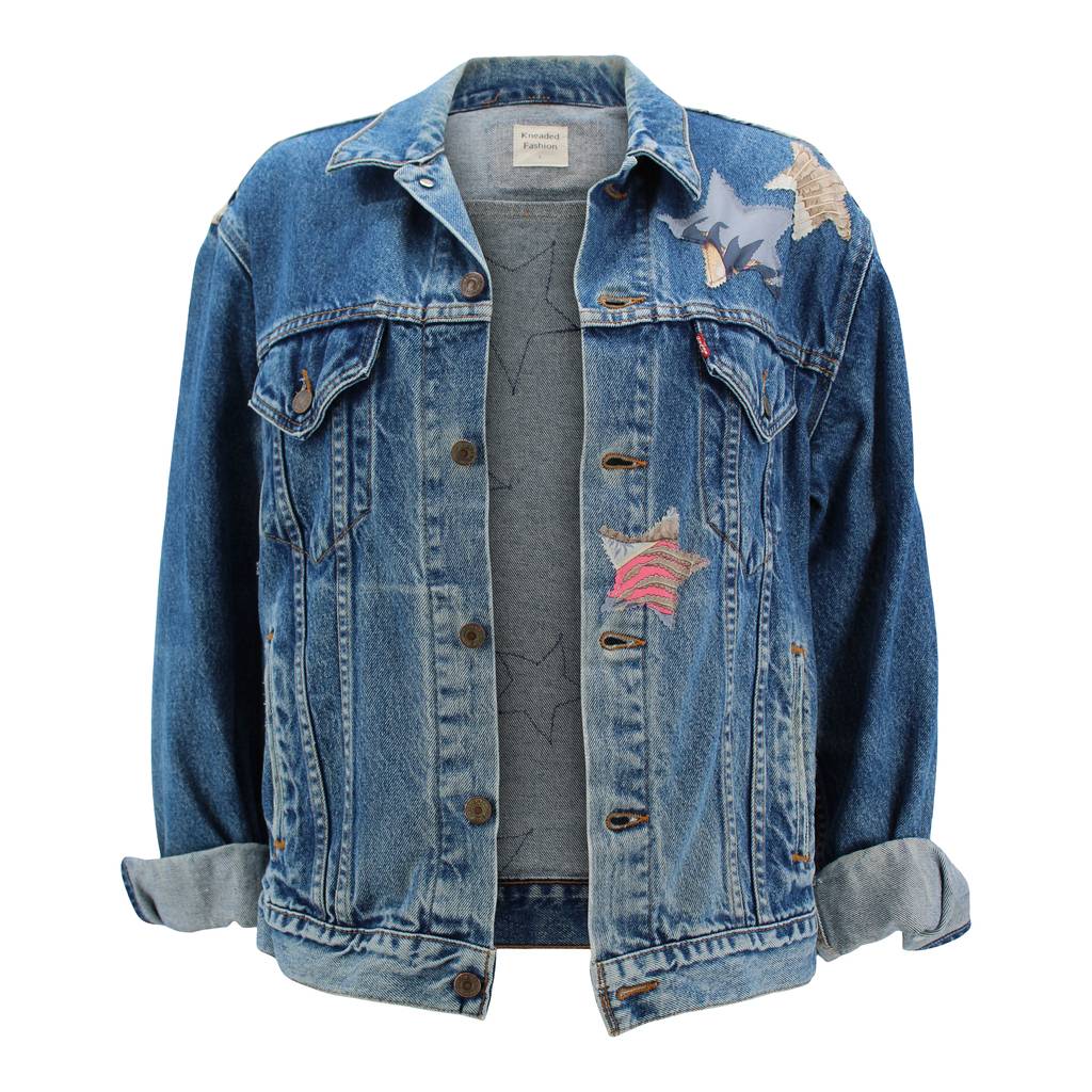 Vintage Denim Jacket Reclaimed With Silk Scarf sz Large