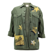 Load image into Gallery viewer, Vintage Military Jacket Reclaimed With Silk Scarf Stars sz Medium