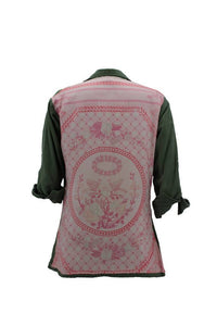 Vintage Military Jacket Reclaimed With Silk Scarf sz Large