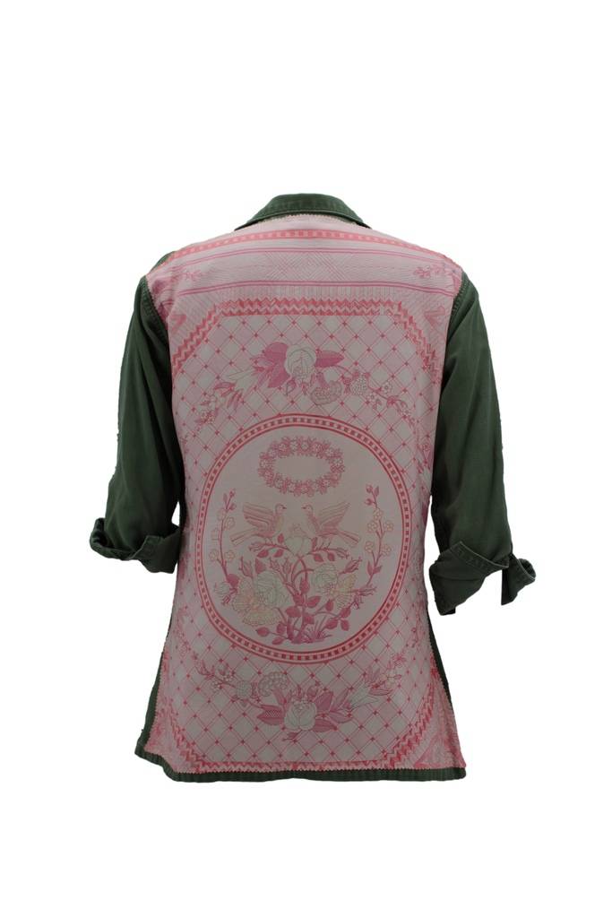 Vintage Military Jacket Reclaimed With Silk Scarf sz Large