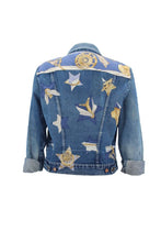 Load image into Gallery viewer, Vintage Denim Jacket Reclaimed With Silk Scarf sz Extra Large