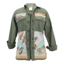 Load image into Gallery viewer, Vintage Military Jacket Reclaimed With Silk Scarf sz Small