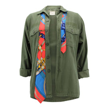 Load image into Gallery viewer, Vintage Military Jacket Reclaimed With Silk Tie sz Large