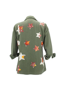 Vintage Military Jacket Reclaimed With Silk Scarf Stars sz Medium