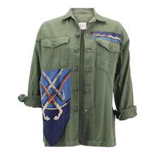 Load image into Gallery viewer, Vintage Military Jacket Reclaimed With Silk Scarf sz Large