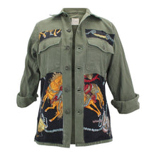 Load image into Gallery viewer, Vintage Military Jacket Reclaimed With Silk Scarf sz Small