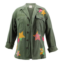 Load image into Gallery viewer, Vintage Military Jacket Reclaimed With Silk Scarf Stars sz Medium