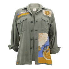 Load image into Gallery viewer, Vintage Military Jacket Reclaimed With Silk Scarf sz Large