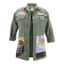 Load image into Gallery viewer, Vintage Military Jacket Reclaimed With Silk Scarf sz Small