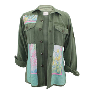 Vintage Military Jacket Reclaimed With Silk Scarf sz Large