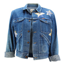 Load image into Gallery viewer, Vintage Denim Jacket Reclaimed With Silk Scarf sz Extra Large